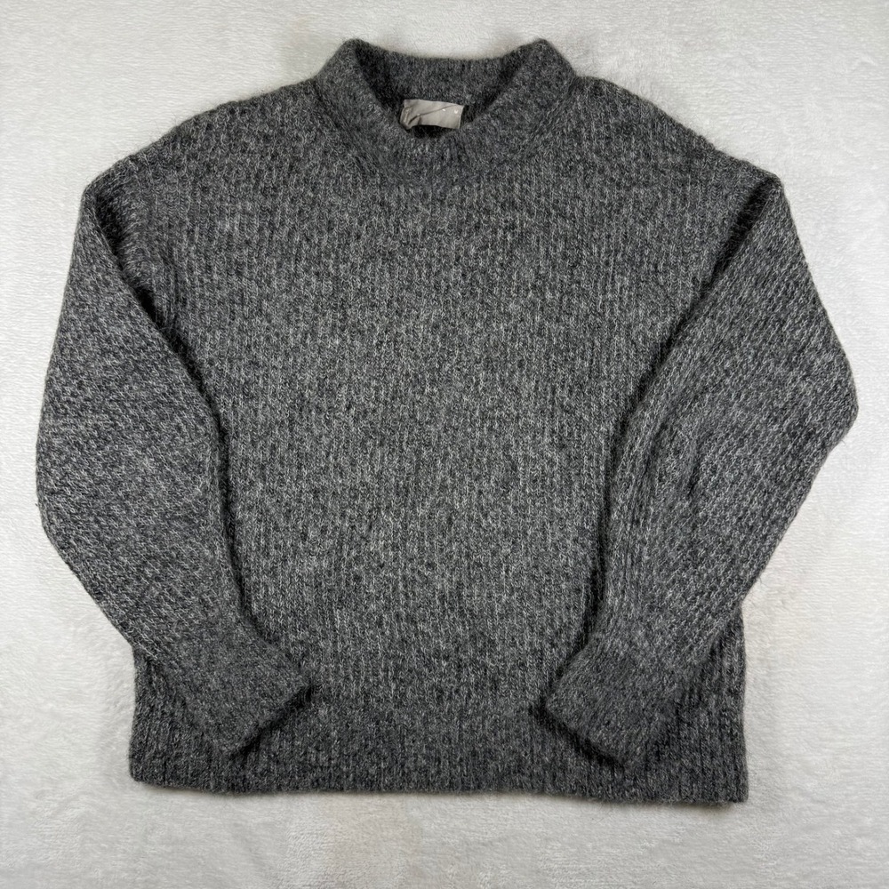 Everlane Alpaca Wool Blend Oversized Crew Neck Sweater Gray Medium